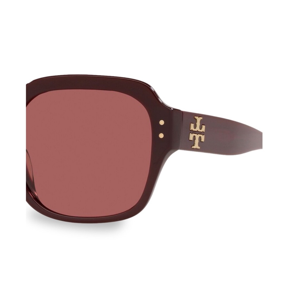Tory Burch 56MM Square Sunglasses In Milky Oxblood NWT - Picture 4 of 4